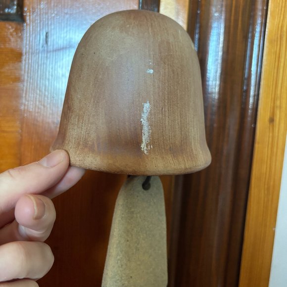 Vintage Hazel Olsen 1989 Handcrafted Dolphin Art Pottery Wood Wind Chime Bell - Picture 5 of 6